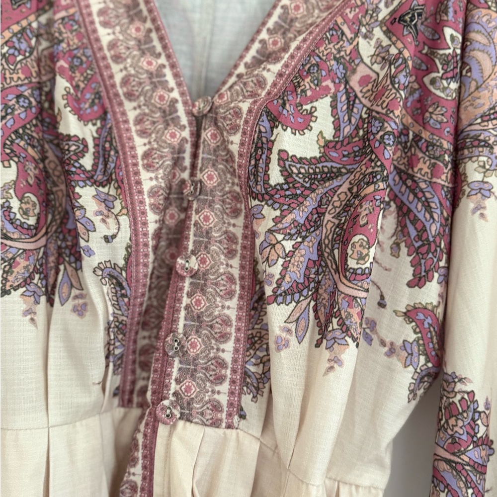 Lena Pink and Cream Paisley Dress - Picture 2 of 11